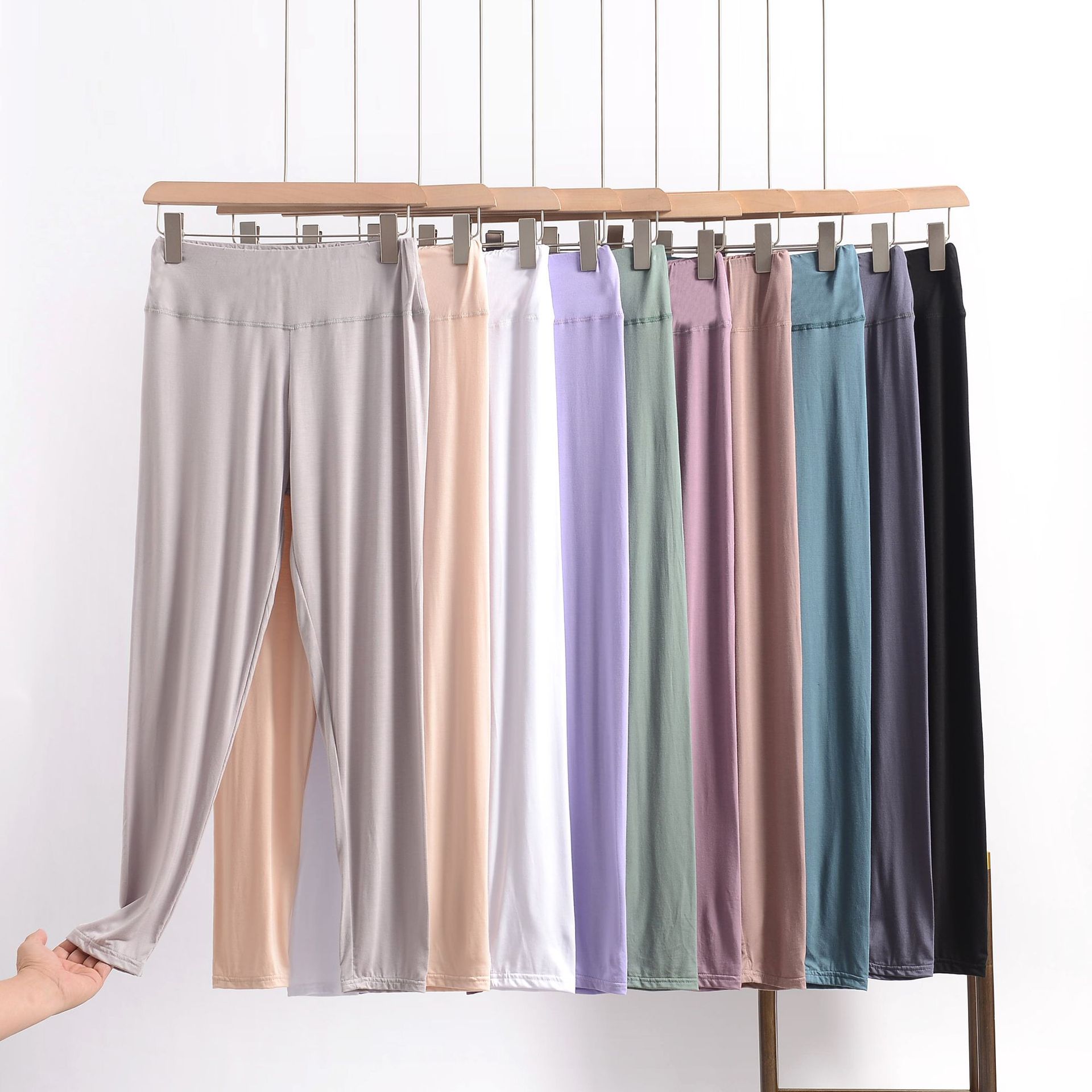 Yoga Fitness Leggings - プラスサイズ夏モーダルレギンスハイウエストおなかコントロール整形カプリパンツ伸縮性ワイドバンド足首までの長さのヨガスポーツパンツ