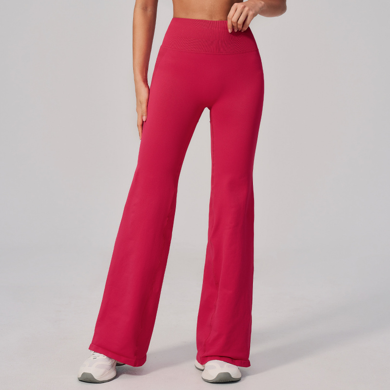 Yoga Fitness Leggings - ヨガパンツハイウエストワイドレッグ女性ジム服女性フレアレギンスストレートパンツフィットネスベルボトムワークアウトパンツ
