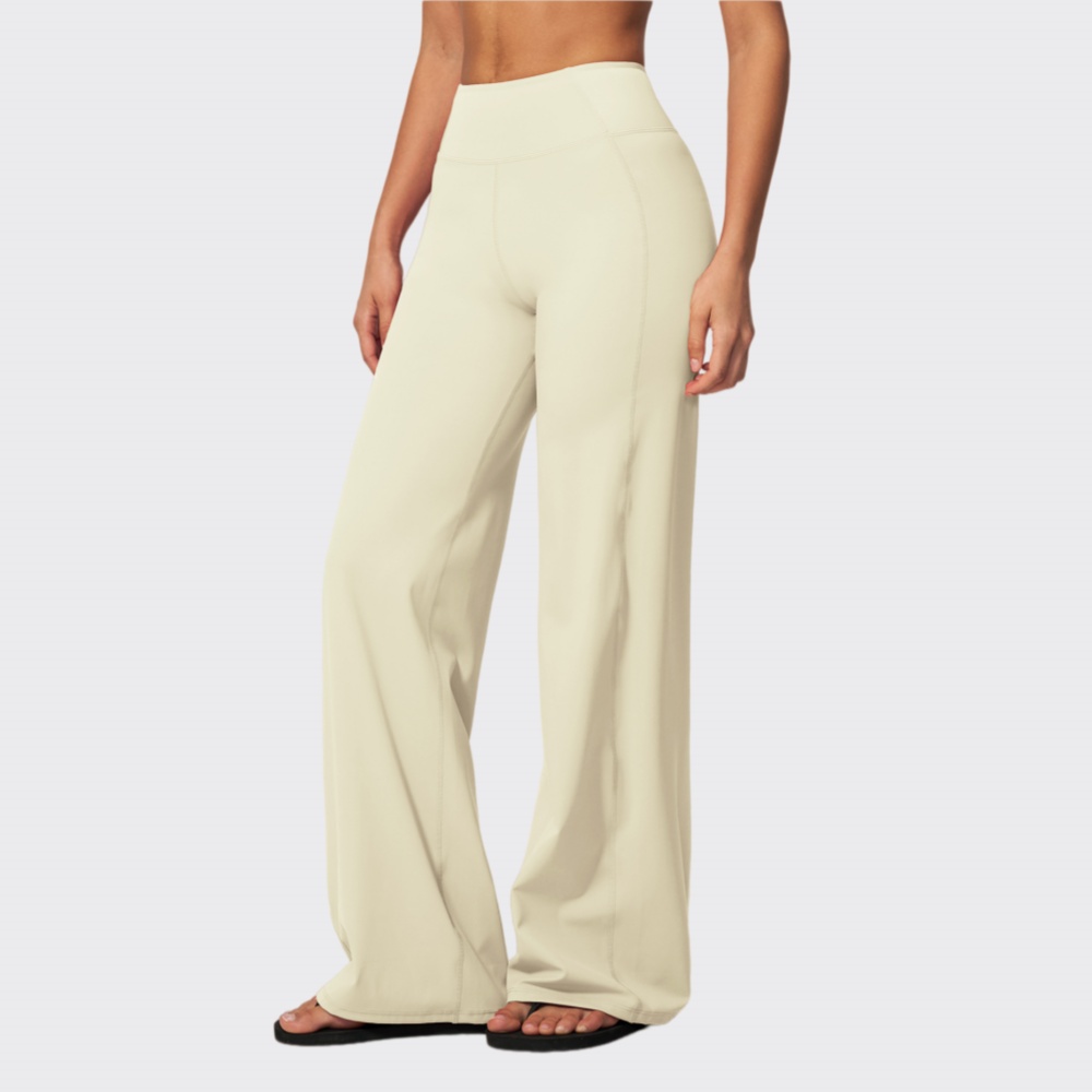Yoga Fitness Pants - ハイウエストルーズフィットスポーツパンツ女性用ソリッドカラーヨガレギンス通気性プッシュアップジムワークアウトランニングフィットネスフレアパンツ