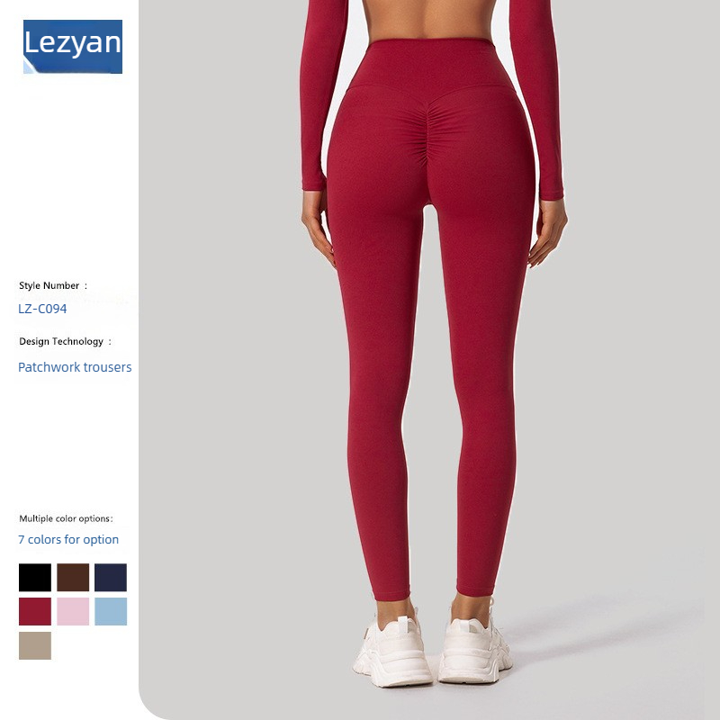 Yoga Fitness Pants - Lezyan グラインド通気性速乾性ベリーリフトヒップハイウエストランニングヨガパンツレギンススポーツ女性フィットネスジム