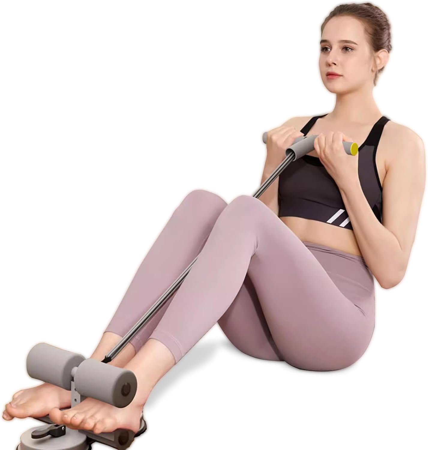 Sit Up Bar Floor - シットアップバー フットホルダー、ポータブルシットアップフロアホルダー、シットアップエクササイズ器具、3段階調節可能、強力な吸盤2個付き