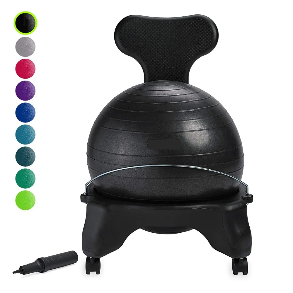 Exercise Ball Stability - バランスボールチェア エクササイズ安定性ヨガボール プレミアム人間工学に基づいたホーム＆オフィスデスク用チェア エアポンプ付き
