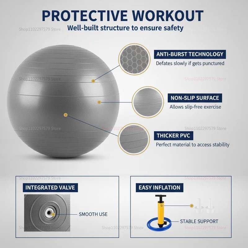 耐爆破ヨガボール（ポンプ付き）厚型エクササイズピラティスボー - Exercise Ball Stability のレビューと価格