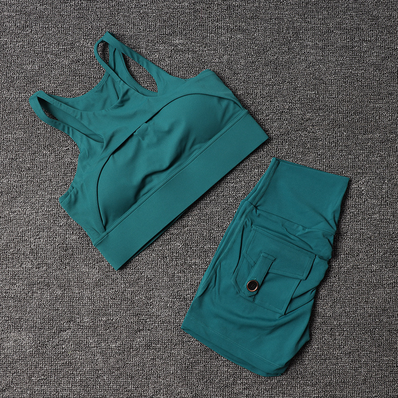 フィットネスショーツヨガセット女性のトラックスーツハイウエス - Yoga Fitness Leggings のレビューと価格