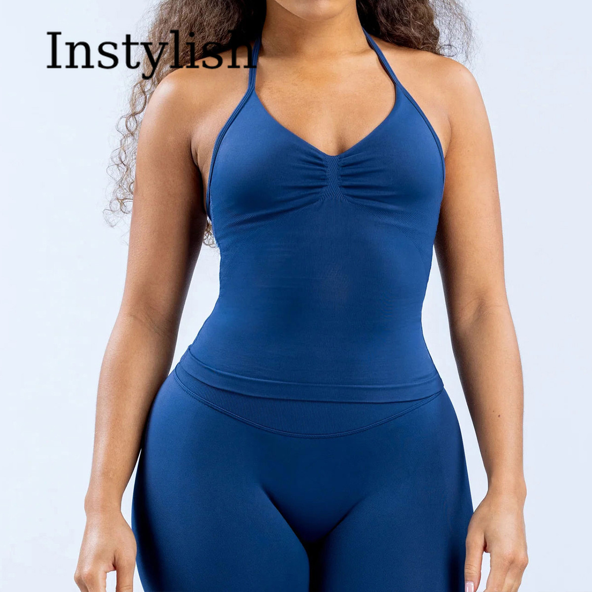 女性用シームレスヨガ2ピースセット ホルターVネック ルシュ - Yoga Fitness Leggings のレビューと価格
